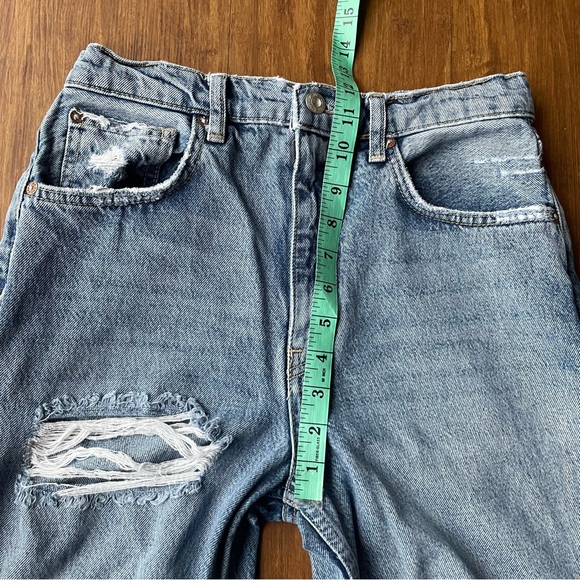 Free People Women’s 27 Denim Jeans Lita Straight Leg Fray Distressed Ripped - Picture 14 of 16